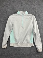 Adidas Sweatshirt Womens Small Gray Mint Quarter Zip Fleece Pullover Training