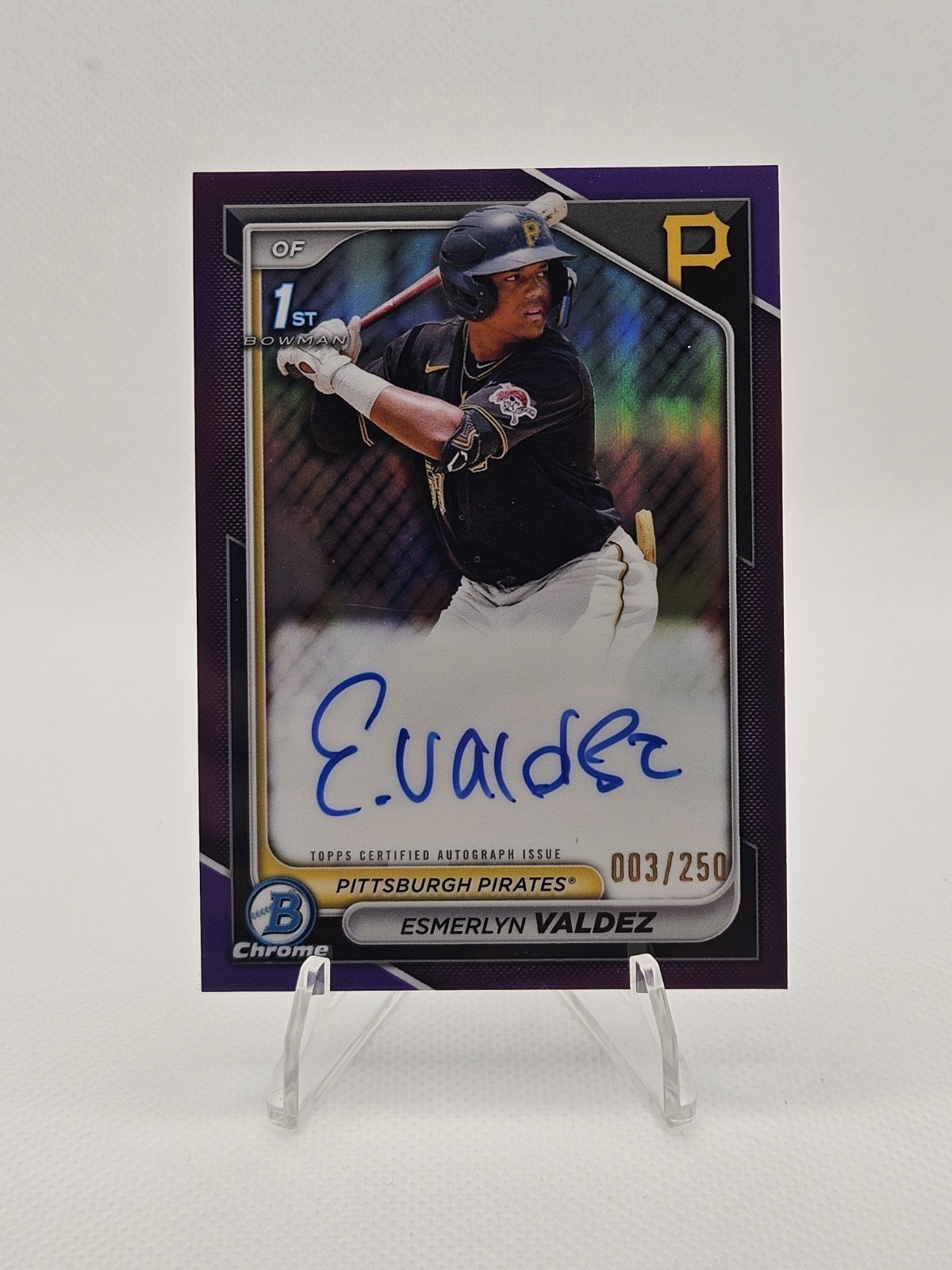 ESMERLYN VALDEZ - 2024 1st Bowman Chrome - Purple Refractor Auto /250 - PIRATES