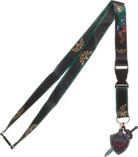 Bioworld The Legend Of Zelda Hero Of Time 22" Lanyard With Charm  ID Sleeve