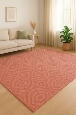 Bohemian Dusty Pink Vorleger | Großes gewebtes geometrisches Augen-Design |