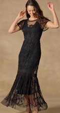 NEW Sundance Catalog Onyx Black Mayfield Embroidered Lace Dress Formal XL