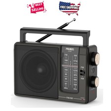AM FM Portable Radio Plug or AA Battery Powered with Headphone Jack for Seniors