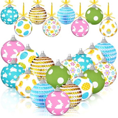 Zeyune 16 Pcs Easter Tree Ornaments 1.97 Inch, Mainly Yellow, Blue and Green 