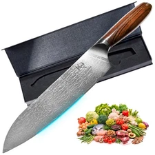 7 Santoku Knife, Japanese Kitchen Knife, High Carbon Steel, Non-Slip Handle