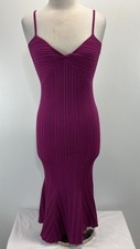 NEW! Express Ribbed Knit Midi Dress Women’s M Fuchsia Fishtail Bodycon Stretch