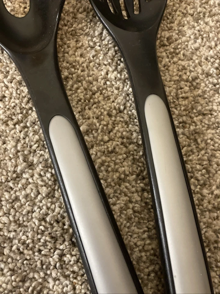 Calphalon Past Fork & Slotted Cooking Spoon Black Nylon Gray Silicone Lot - Image 3 of 4