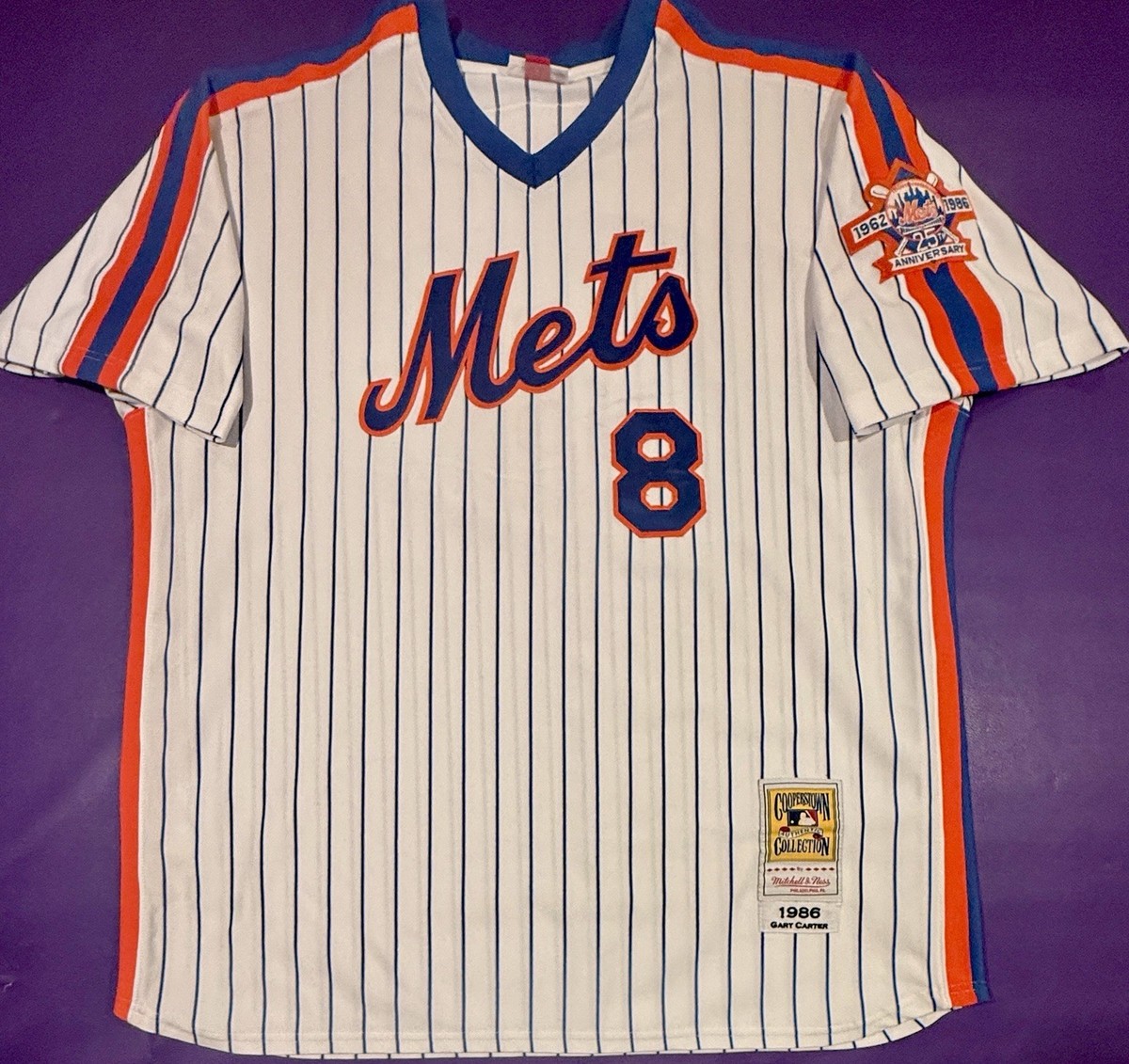 Authentic Gary Carter #8 Mitchell & Ness 1986 Mets 25th