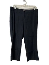 J Jill Linen Stretch Pants Womens Size 12  Black Wide Leg Chino Crop Capri