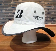 Bridgestone GOLF Wide Brim Safari Boonie WHITE Fitted L/XL Hat Cap Sun Shade EUC