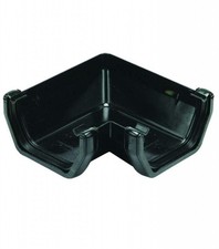 FLOPLAST 114mm Square Gutter 90 Degree Angle - Black - 2 PACK