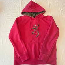 Browning Pink Hoodie With Camo Logo Womens Medium 2627