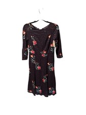 Eliza J Floral Print A-line Midi Dress In Navy Size 4 NWOT Flawed 