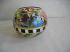 Hand-painted glass rose bowl by MacKenzie-Childs  Large