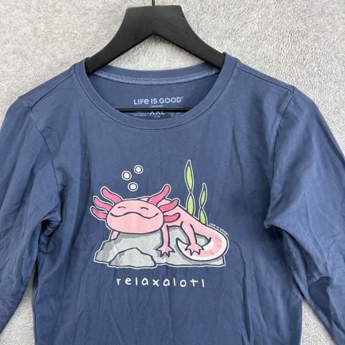Life Is Good T Shirt Kids Size XXL Blue Long Sleeve Relaxalotl Dinosaur Crusher - Picture 4 of 10