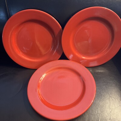 Red Waechtersbach Germany Dinner Plates Valentine Christmas July 