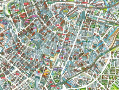 Stadtansichten Straßenkarte von Manchester 400 Teile Puzzle 470 mm x 320 mm AUSVERKAUF