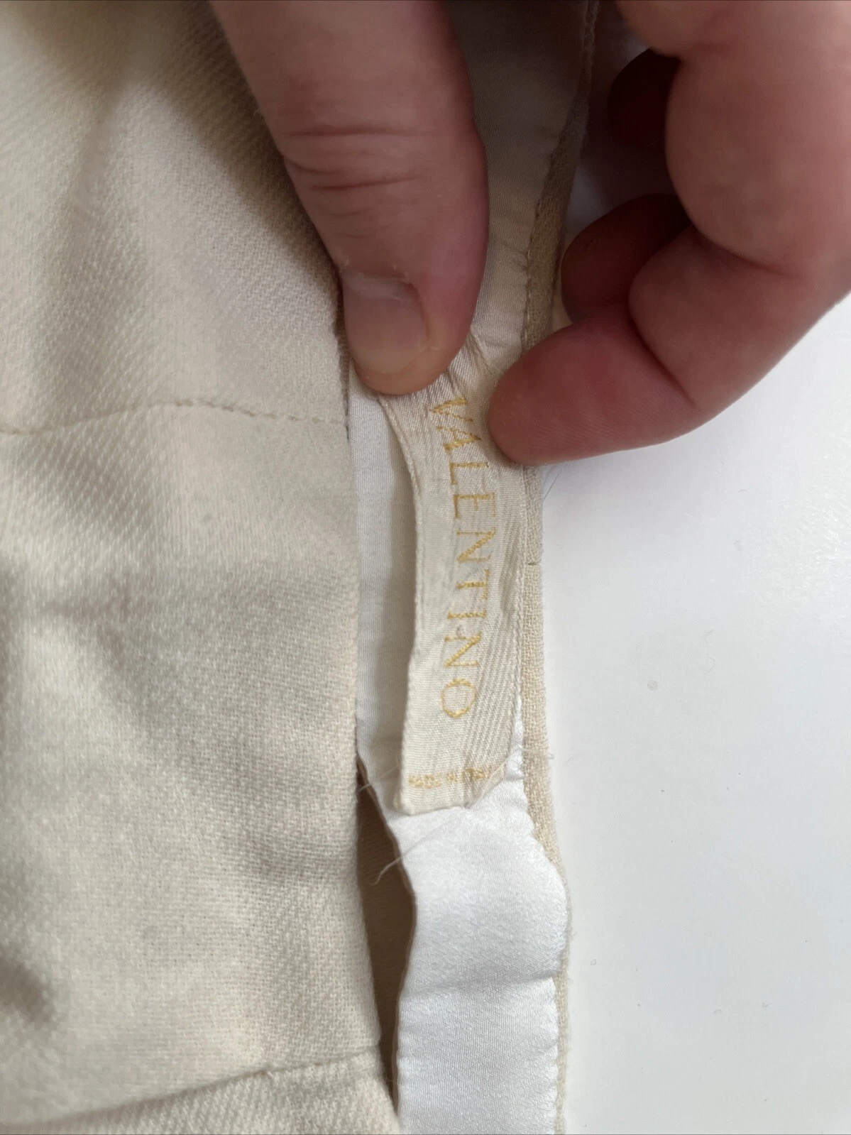 Pantalone Valentino donna SpA crema taglia 6 lana vergine con chiusura bottoni laterali