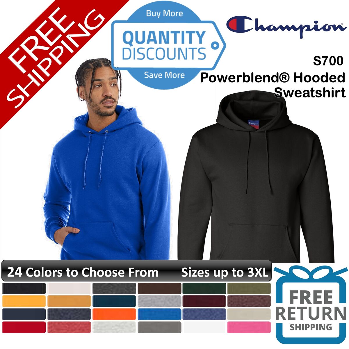 🔥 Champion Men Powerblend 50/50 Pouch Pocket Hooded 🔥 Champion Men Powerblend 50/50 Pouch Pocket Hooded