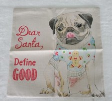 Christmas Dog Throw Pillow Cover 17.25" x 17 .25 " Back Solid Zip Close