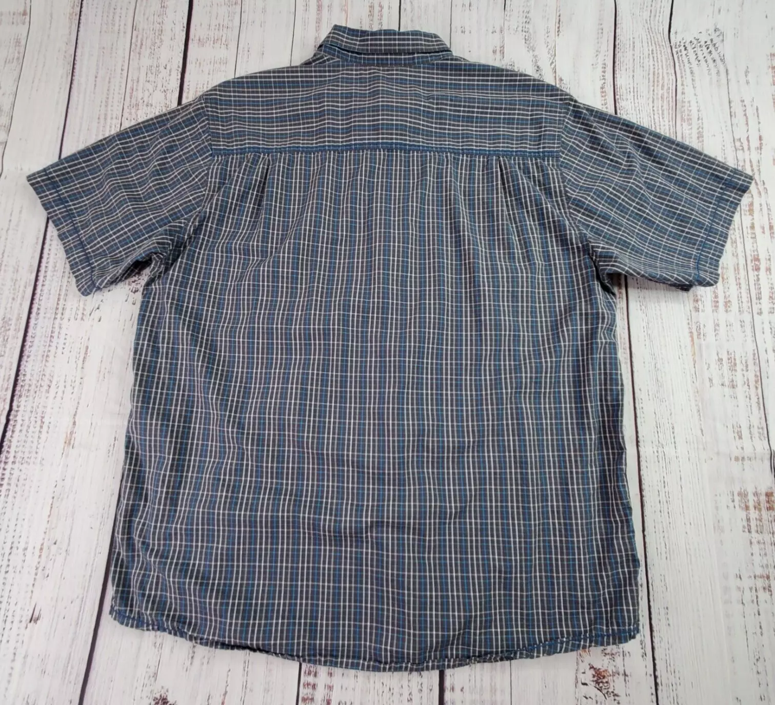 prana breathe plaid button up short sleeve hike casual shirt