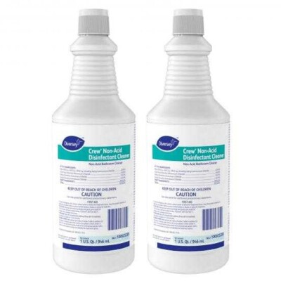 Lot/2 DIVERSEY Crew Non-Acid Disinfectant Cleaner 1 qt 32 oz Bathroom