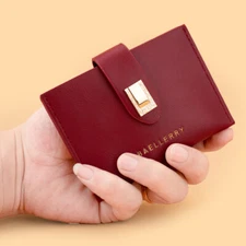 Leather Mini Wallet Card Holder Clutch Purse Small Handbag for Women Girls Gift
