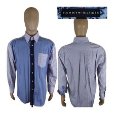 Tommy Hilfiger 80s 2 Ply Fabric Long Sleeve Button Multicolor Flip Cuff Size L