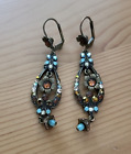 Teardrop With Swarovski Crystals Dangles Michal Negrin Earrings Brown Flower