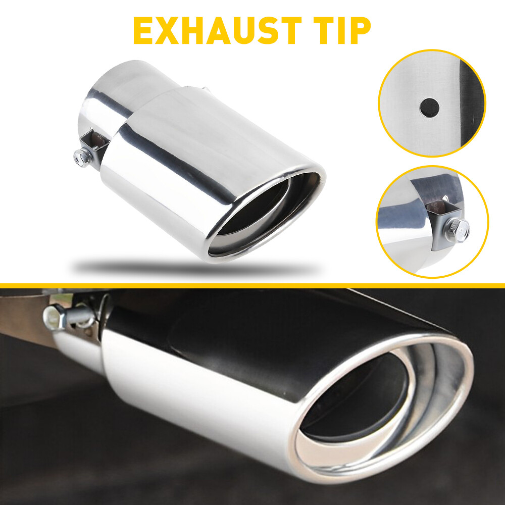 Silver Car Exhaust Muffler Tip Pipe Stainless Steel Replacement Accessory