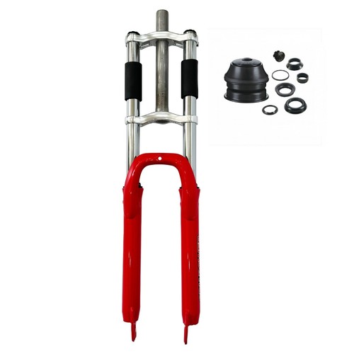 CDHPOWER 1-1/8" Threadless Bicycle Fork 26" Triple Tree Suspension Bike Fork-Red - Picture 1 of 15