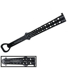 Abrebotellas táctico negro práctica cuchillo mariposa estilo SS acero inoxidable