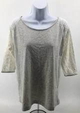 Gap Womens Short Sleeve Top Blouse Shirt Sz Small Ivory Sheer Shoulders FastShip