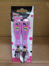 Disney Zak Minnie Mouse Easy Grip Flatware 2 Piece Set Spoon Fork New Must L K