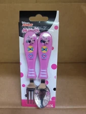 Disney Zak Minnie Mouse Easy Grip Flatware 2 Piece Set Spoon Fork New Must L@@K