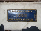 Indiana 1956 Non-Motor Vehicle Amish buggy license plate #  1960