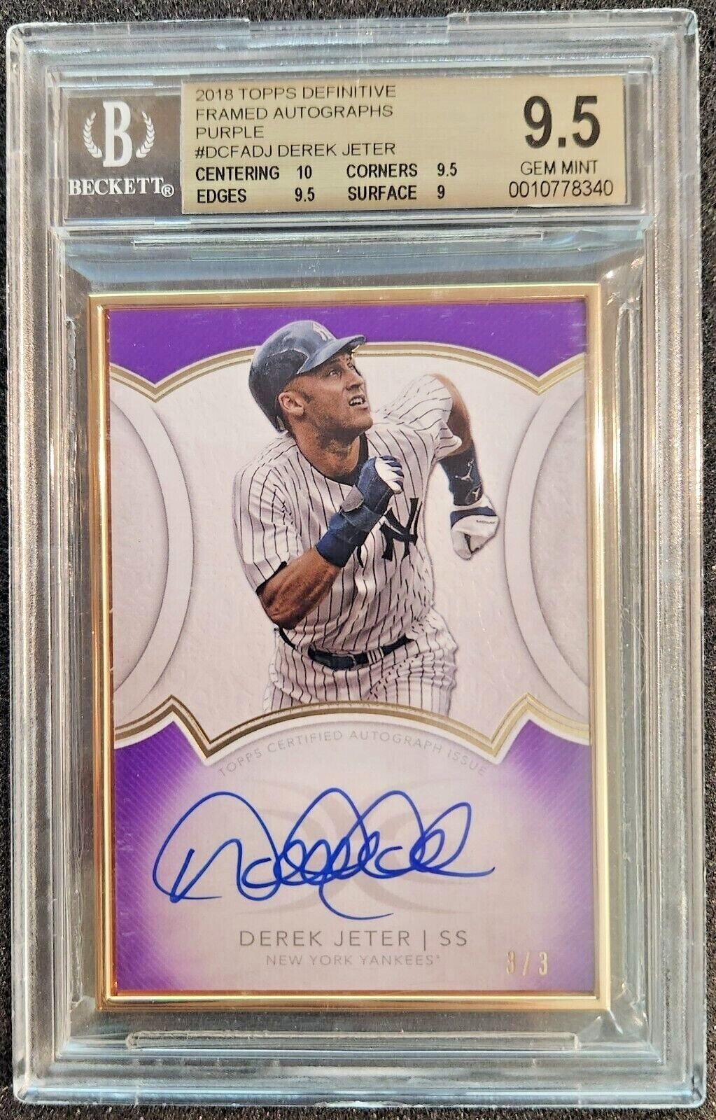 Derek Jeter New York Yankees Autographed 2022 Topps Stadium Club Jersey  Number #BTA-19 #2/3 Card