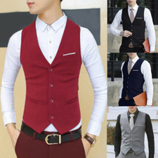 4Color Formal Men's Suit Vest Business Slim Wedding Tuxedo Waistcoat Jacket Top