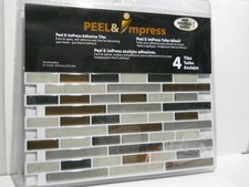 Peel And Impress Vinyl Adhesive Wall Tile 9.25 in. W x 11 in. L Glass Brown