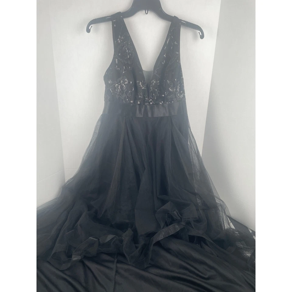 Tulle Lace Dress Sequins L Skeleton Bride Black Wedding Goth Fairy Whimsigoth - Image 4 of 4