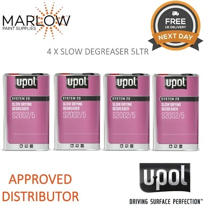4 X U-POL SYSTEM 20 S2002 SLOW PANELWIPE DEGREASER 5L Panel wipe Upol