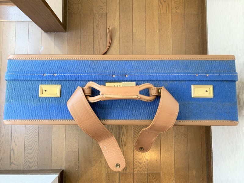 Rare Hartmann Vintage Blue Suitcase - Tweed Belting, 60s-70s 
