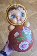 Vintage Roly-Poly Doll Large Celluloid Plastic Toy Musical Tumbler Toy USSR...