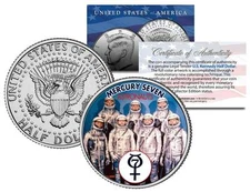 MERCURY 7 ASTRONAUTS JFK Half Dollar U.S. Coin Space NASA Original 7 John Glenn