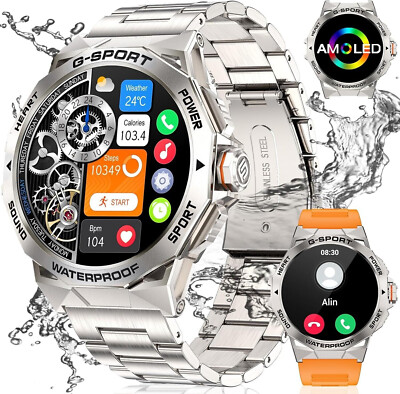 Smartwatch Herren mit Telefonfunktion Armbanduhr Watch für iPhone Samsung Huawei