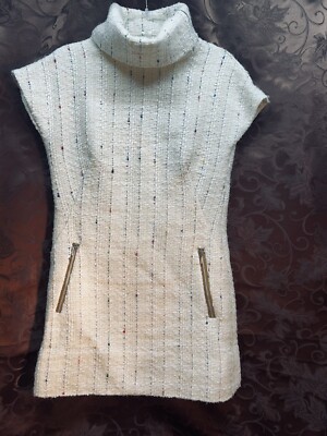 Ladies vtg Sonia Fortuna Firenza off-white wool? neck-zip lined dress/tunic,  SML | eBay