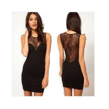 ladies black lace mini dress party club evening occasion size 6 8 or XS S. New