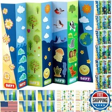 Weekgrat 24 Pcs 7 Days of Creation Sticker Scenes for Kids Fold up Creation C