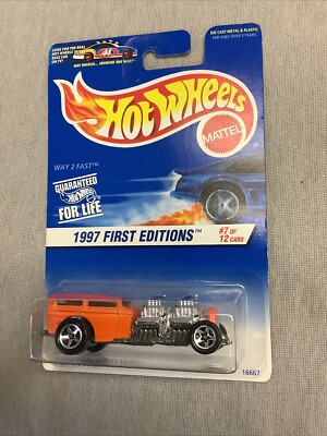 1997 Hot Wheels #514 First Edition WAY 2 FAST Orange Unpainted Base Malays