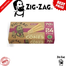 Zig-Zag Unbleached Pre-Rolled Cones – 70mm Minis | 24-Pack Box  Premium Quality