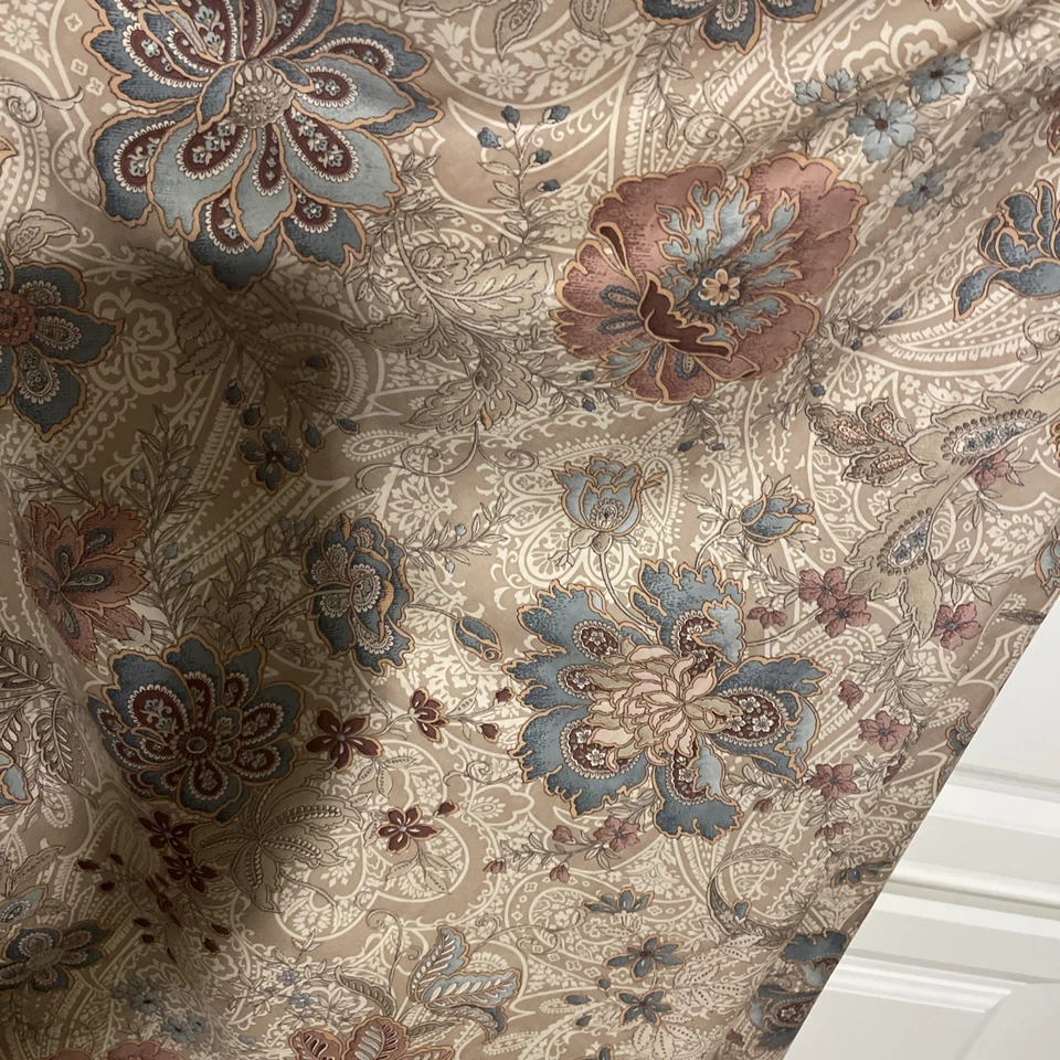 Croscill  Pair Tan Paisley Jacobean Multi Curtain Pole Top Panels Set 40x84” - Image 4 of 4